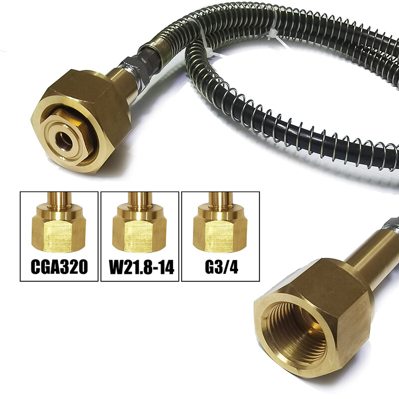 Adaptor isi ulang CO2 stasiun pengisian daya dengan 37 inci/94cm selang W21.8-14 G3/4 CGA320 aksesoris konektor silinder Soda