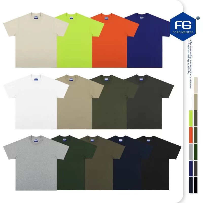 ExtFine 230GSM 95% Cotton T-shirts For Men 2024 Oversized Basic T Shirt Drop-Shoulder Tshirt Streetwear Tops Tee K2Y