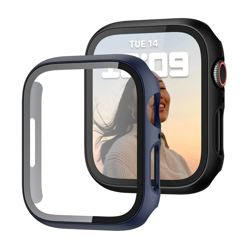 Tempered glass+Case for Apple Watch Series 8 7 44mm 45mm 41mm 40mm 42 iwatch 6 SE 5 4 3 Screen Protector Apple watch Accessories