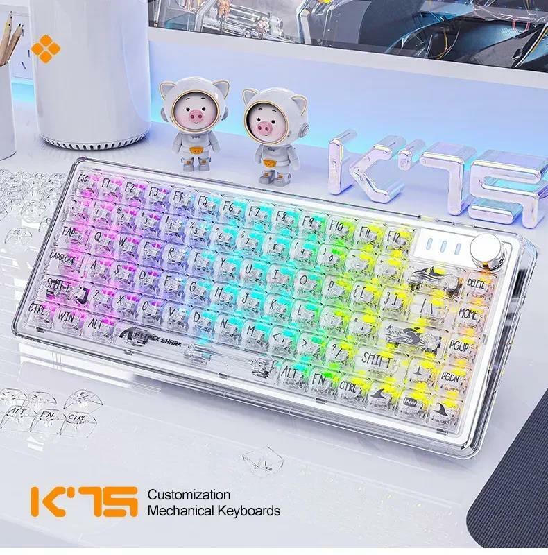 لوحة مفاتيح ميكانيكية شفافة للهجوم, 82 مفتاح, USB سلكي, RGB, المكونات الساخنة, آلة اللعبة, إلكتروني, رياضي