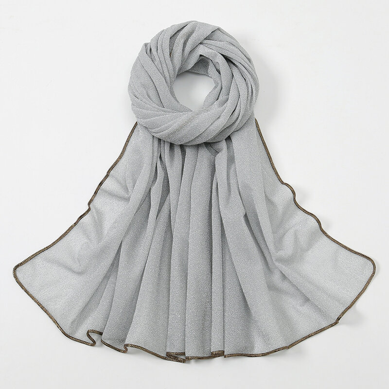Lurex sciarpa a scialle in Nylon floreale scozzese con Glitter sciarpe luccicanti di alta qualità Pashmina stola Bufandas Hijab musulmano 180*73Cm