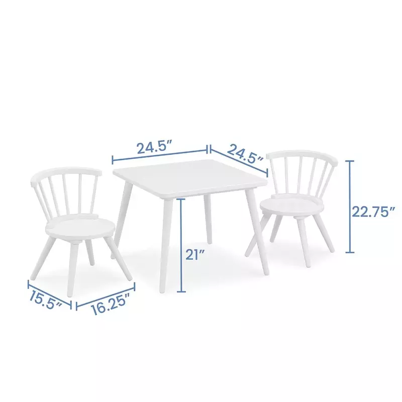 Kids Wood Table Chair Set (2 Chairs Included) - Ideal for Arts & Crafts, Snack Time, Homeschooling, Homework & More