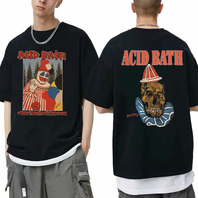 Camiseta de baño ácido para hombre y mujer, camisa con estampado gráfico, Estilo Vintage, gótico, Rock, Hip Hop, de gran tamaño