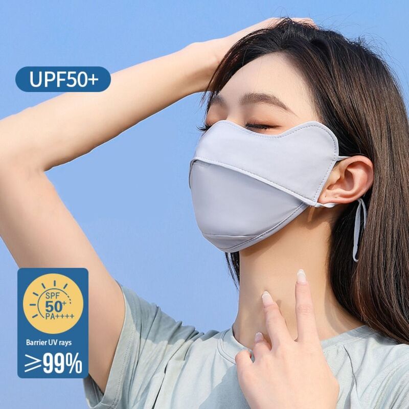 Summer Ice Silk Mask Breathable Solid Color Face Mask Face Gini Mask Sunscreen Face Scarf Eye Protection Face Cover Sports