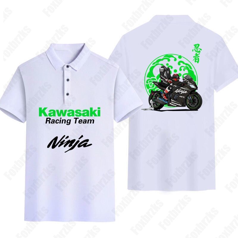 2024 Summer New Men Women Motorcycles Kawasaki Polo Shirt Locomotive Peripheral Printed Short Sleeve Casual Top Team Top
