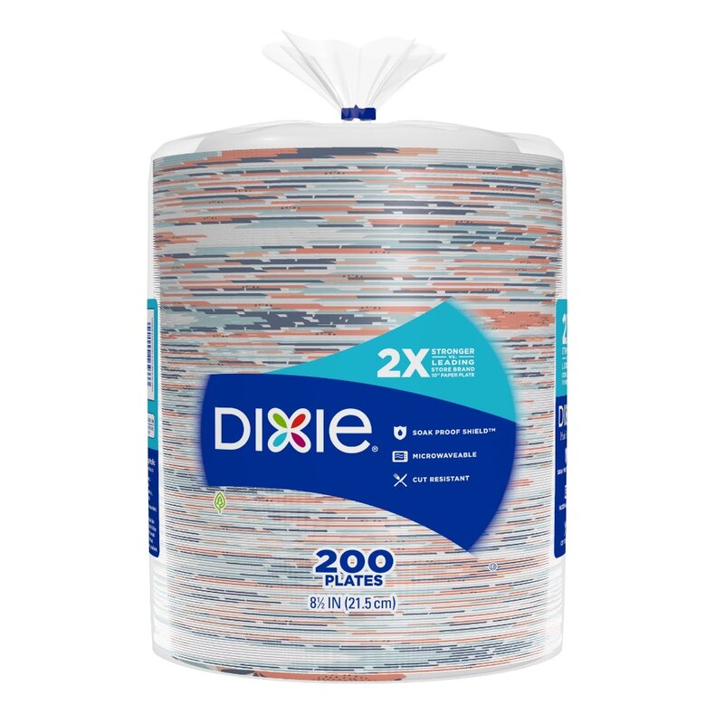 Dixie-Placas de papel multicoloridas descartáveis, 8,5 pol, 200 Contagem