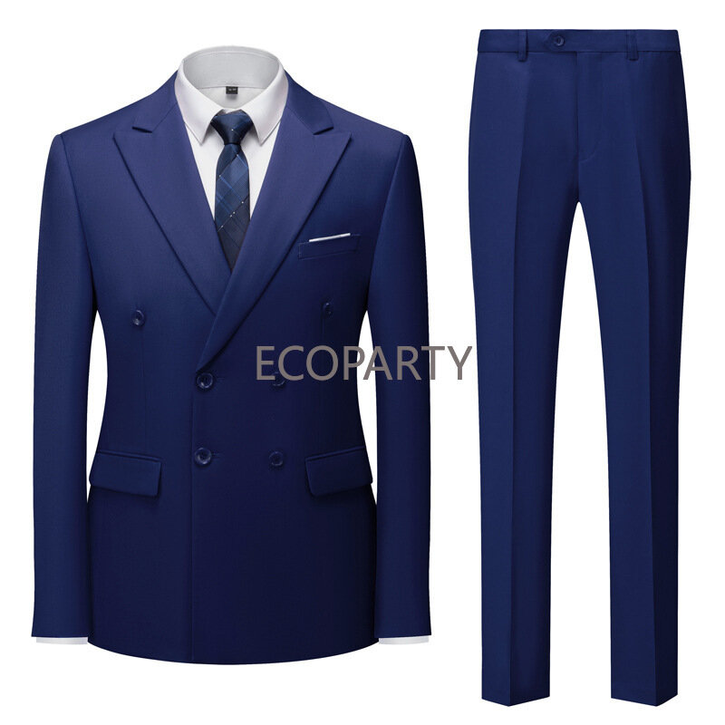 Pantaloni da tuta doppiopetto Boutique Casual da uomo di nuova moda/giacca da lavoro da uomo blazer cappotto pantaloni 2 pezzi Set Ecoparty