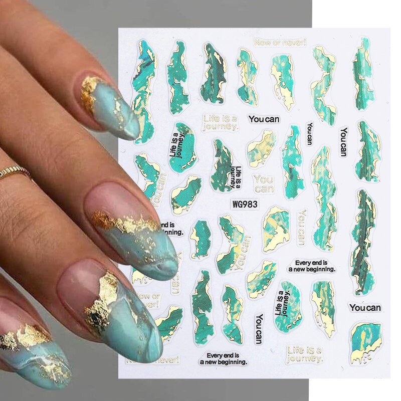 Paars Marmer Nagels Stickers Rook Ontwerp Manicure Stickers Gouden Golf Lijnen Nagel Bloeiende Inkt Sticker