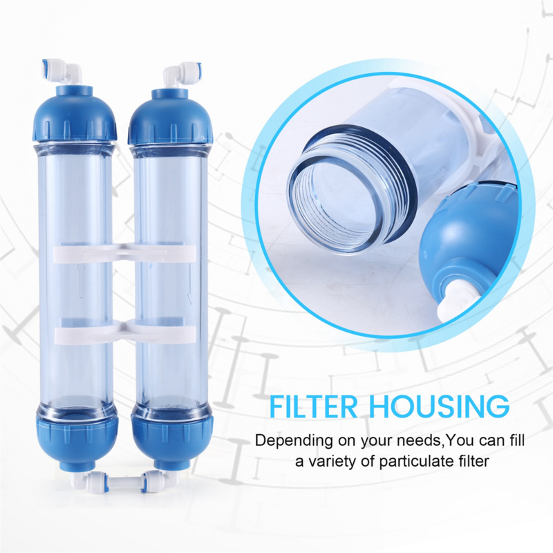 Filter Air 2 buah T33 rumah kartrid Diy T33 cangkang botol Filter 4 buah fitting pemurni air untuk sistem Osmosis terbalik