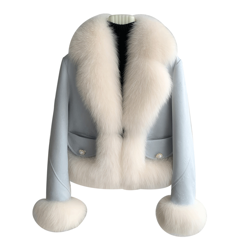 Aorycja nowy projekt mody kołnierz z prawdziwego futra lisów ciepły płaszcz kaczka podszewka zimowa damska kurtka CT306