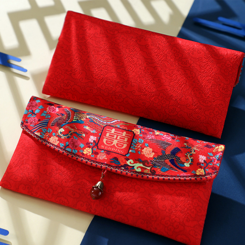 Amplop uang Festival Musim Semi amplop merah tas bungkus Hadiah kantong uang untuk Tahun Baru amplop uang sutra