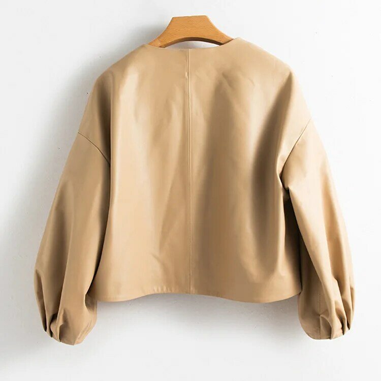 2023 Hot Sale  Spring New Genuine Leather Coat Women's Short Korean Motorcycle Leather Coat Sheepskin Jacket Coat