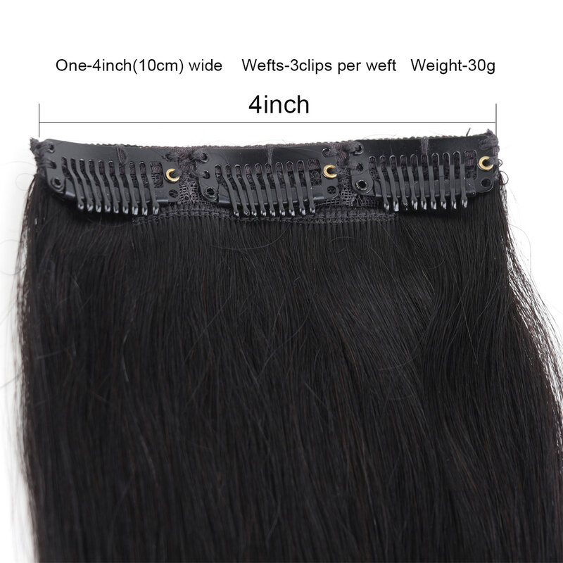 BHF 3 pieces Clip In Human Hair Extensions Straight Machine Made Remy 100% Chinese Hair 30g  90g