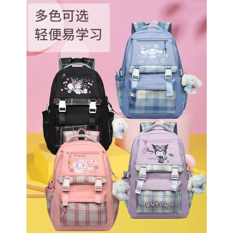 Sanrio Melody Student Schoolbag, Cartoon bonito e leve, grande capacidade mochila Pacha Dog, novo