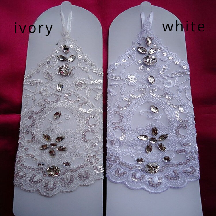 Sarung tangan pernikahan pengantin wanita, tanpa jari panjang aksesori renda ukuran besar musim gugur dan dingin