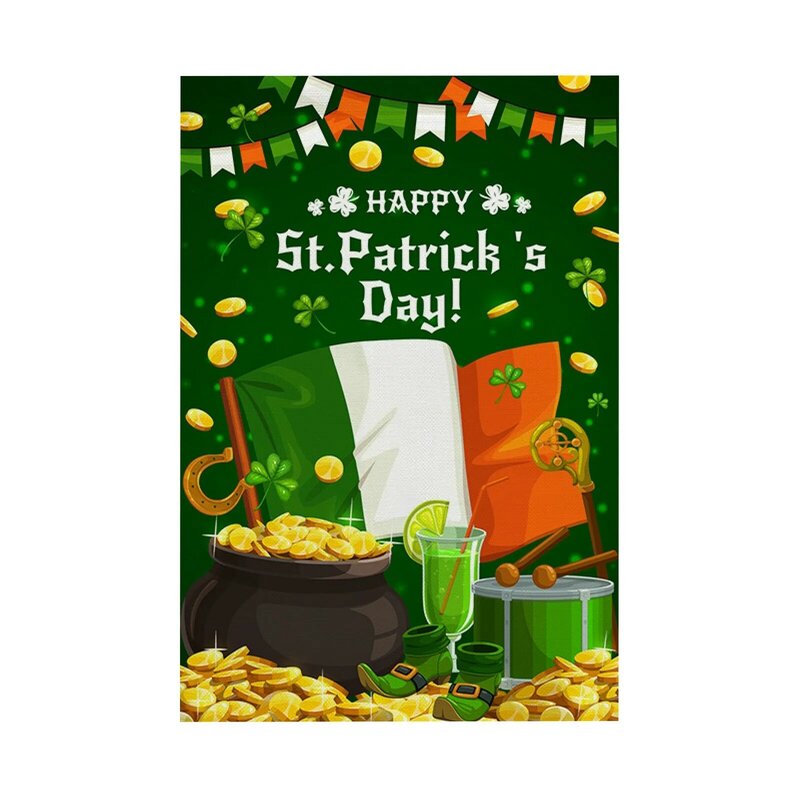 Flaga do ogrodu Happy St. Patrick's Day Gnomes dekoracje 12x1 8 cali tkanina DecoraçãO Maison Irish Day dekoracja domu na przyjęcie