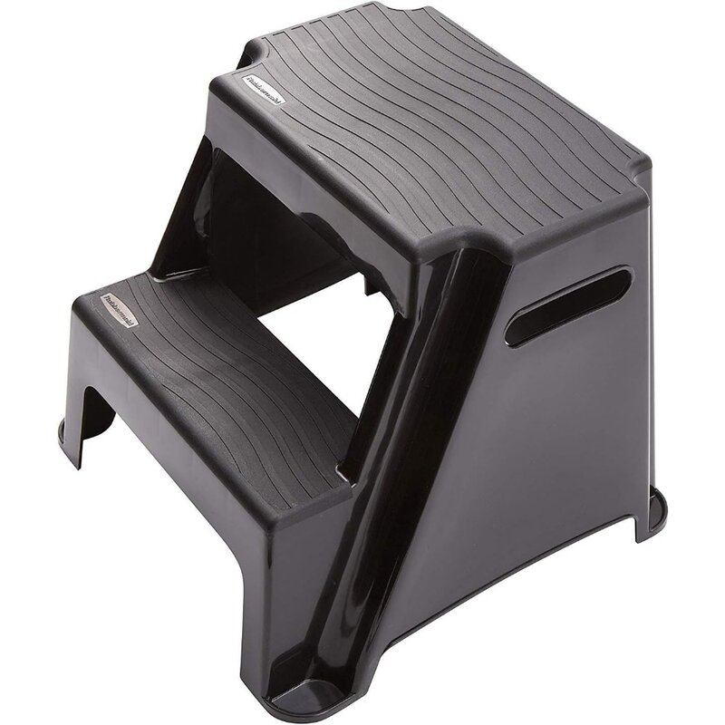 เก้าอี้พลาสติก2ขั้นตอนขึ้นรูปพร้อมดอกยางแบบไม่ลื่นขนาด300ปอนด์น้ำหนักเบาสีดำ