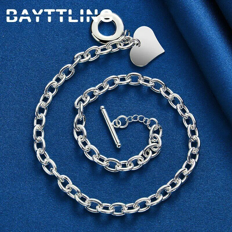 Fashion 925 Sterling Silver 18 Inches Smooth Heart Pendant Necklace For Women Luxury Party Wedding Jewelry Girlfriend Accessorie