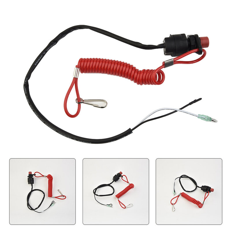 1PC Outboard Cut Off Boat Motor Emergency Kill Stop Switch W/Safety Tether Lanyard Plastic Durable Boat Engines Accessories