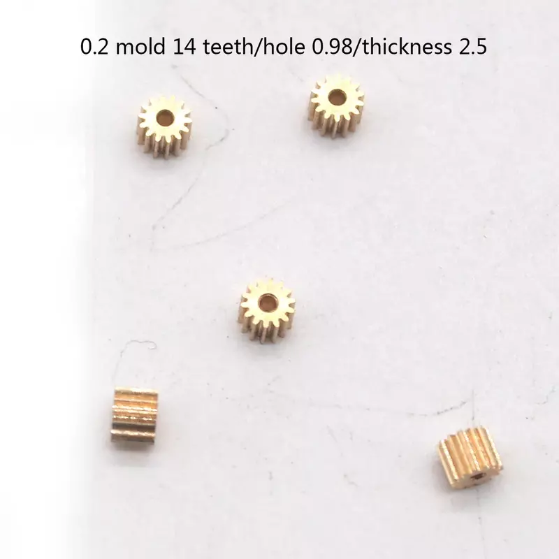 5PCS 0.2 Module 8/12/14/16 Teeth Copper Gear Small Module Spur Gear