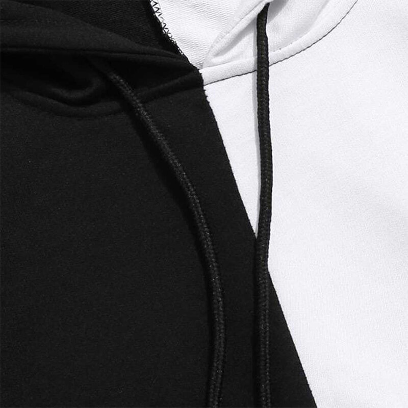 Baru kustom Logo pria kasual Hoodie kreatif mode sambungan sweter dua warna kontras desain sederhana pria/wanita Streetwear