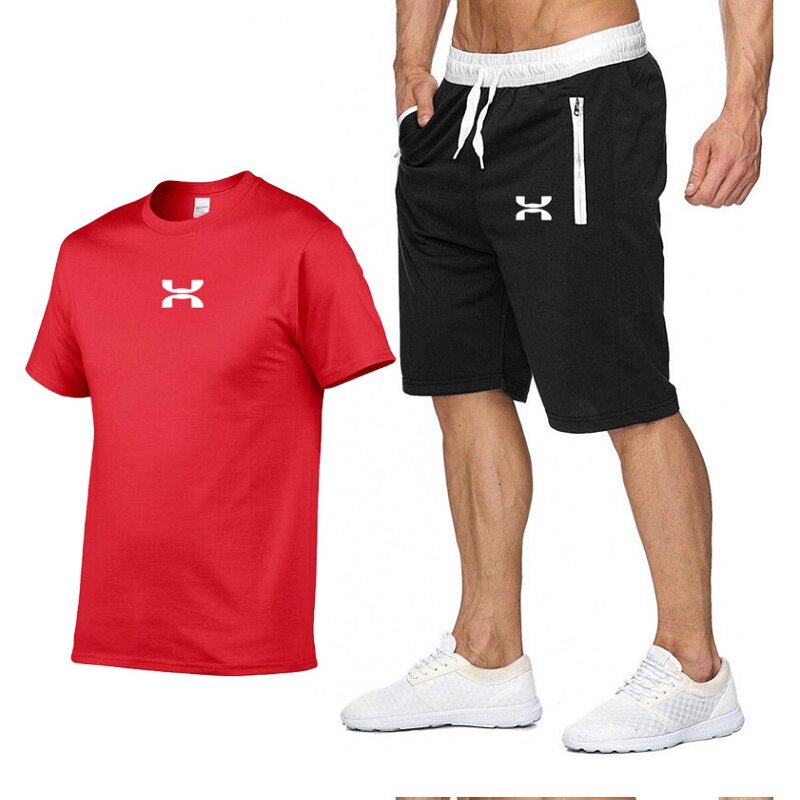 Explosive 100% cotton dhort sleeve suit men short sleeve casual shorts sport summer loose T-shirt fashion brand T-shirt