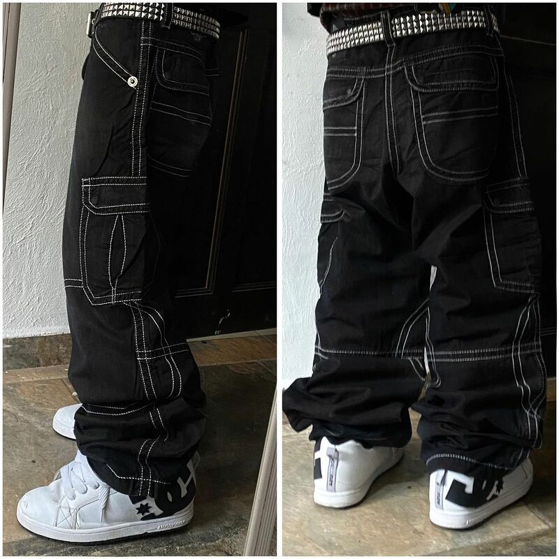 Europejska i amerykańska moda streetwearowa Retro luźne jeansy mężczyzn Punk Hip-hop Rap Trend Y2K spodnie z prosta szeroka nogawkami dżinsy w stylu Harajuku