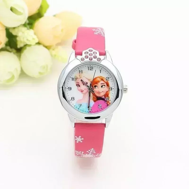 Disney Frozen Elsa เด็กนาฬิการูป Anna เข็มขัด Analog Luminous อิเล็กทรอนิกส์ดิจิตอลนาฬิกาข้อมือการ์ตูนวันเกิดสำหรับเด็กของขวัญ