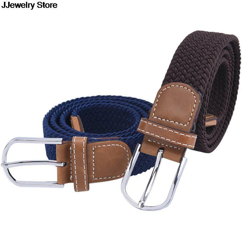 Cinturón de hebilla de lona tejida elástica trenzada para hombres, estilo de moda, correas de cintura, 1pc