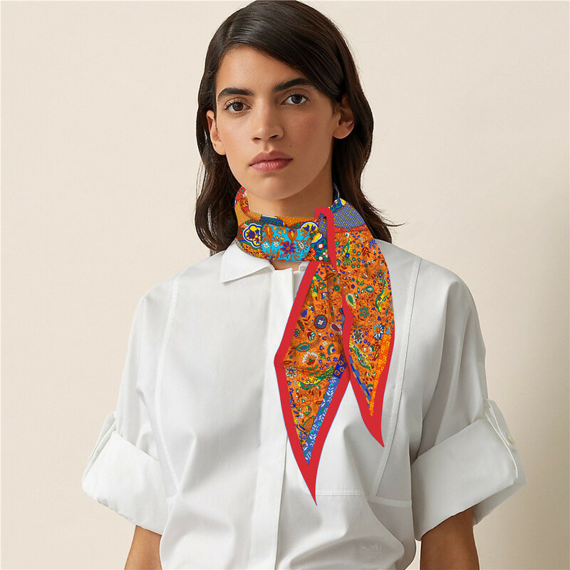2023 новый дизайн маленький цветочный алмазный шарф женский брендовый шелковый шарф роскошный бандана повязка для головы хиджаб платок