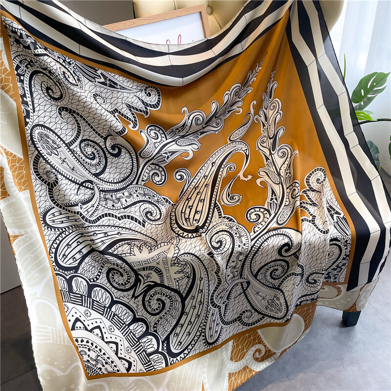 Nova mulher moda imprimir feminino estilo nacional cachecol viagem protetor solar flor 110cm grande quadrado protetor solar presente da mãe lenço