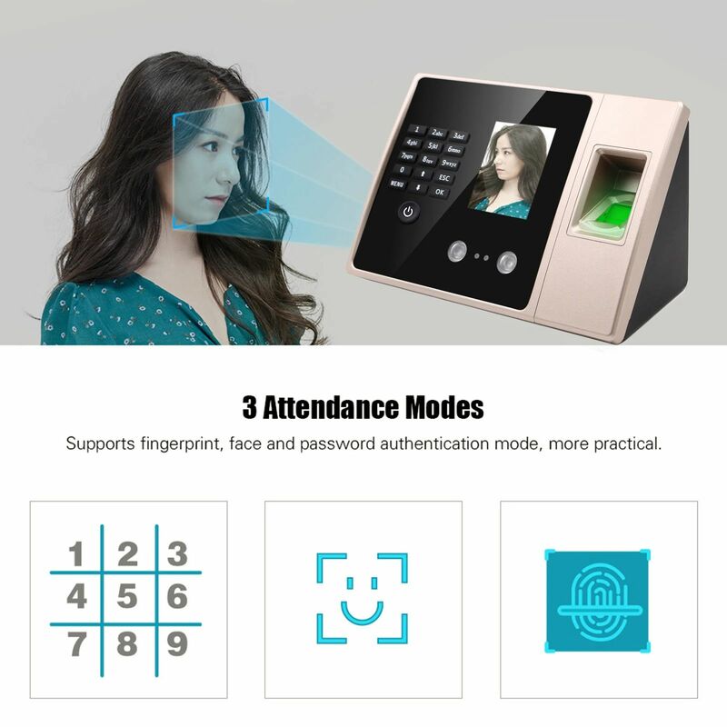 FA02 Electronic Attendance Machine (Fingerprint+Face+Password) Employee Check-in Device Facial Recognition Punch Card Equipment