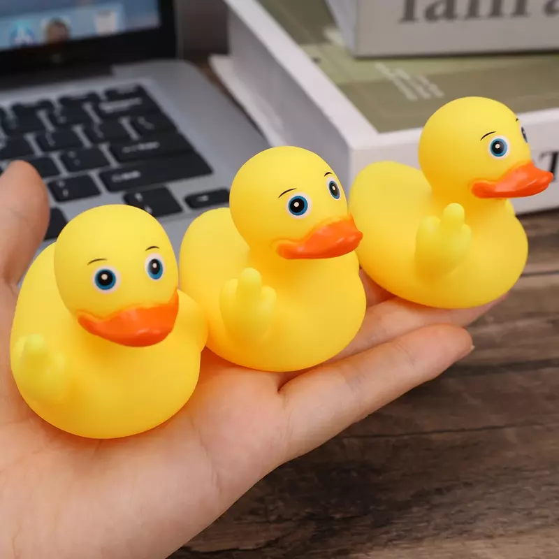 1-5PCS Personality Middle Finger Gesture Cartoon Yellow Duck Toys Soft Glue Slow Spring Decompression Prank Toy Decoration Gift