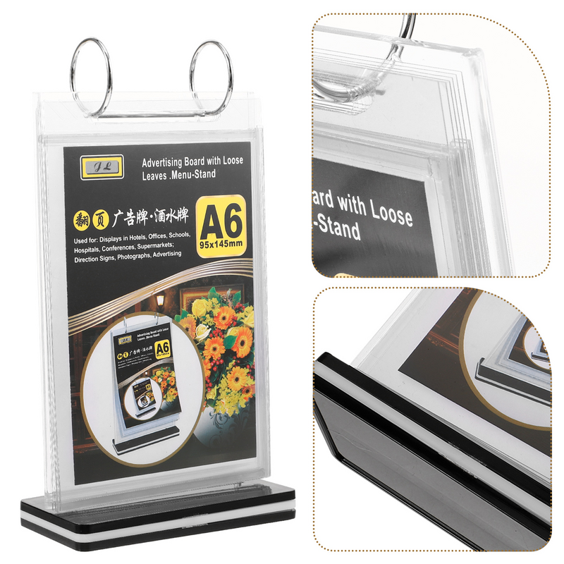 Soporte de acrílico para tarjeta de escritorio con tapa, soporte para menú, carpeta de plástico transparente, precio de exhibición, soporte de precio de supermercado