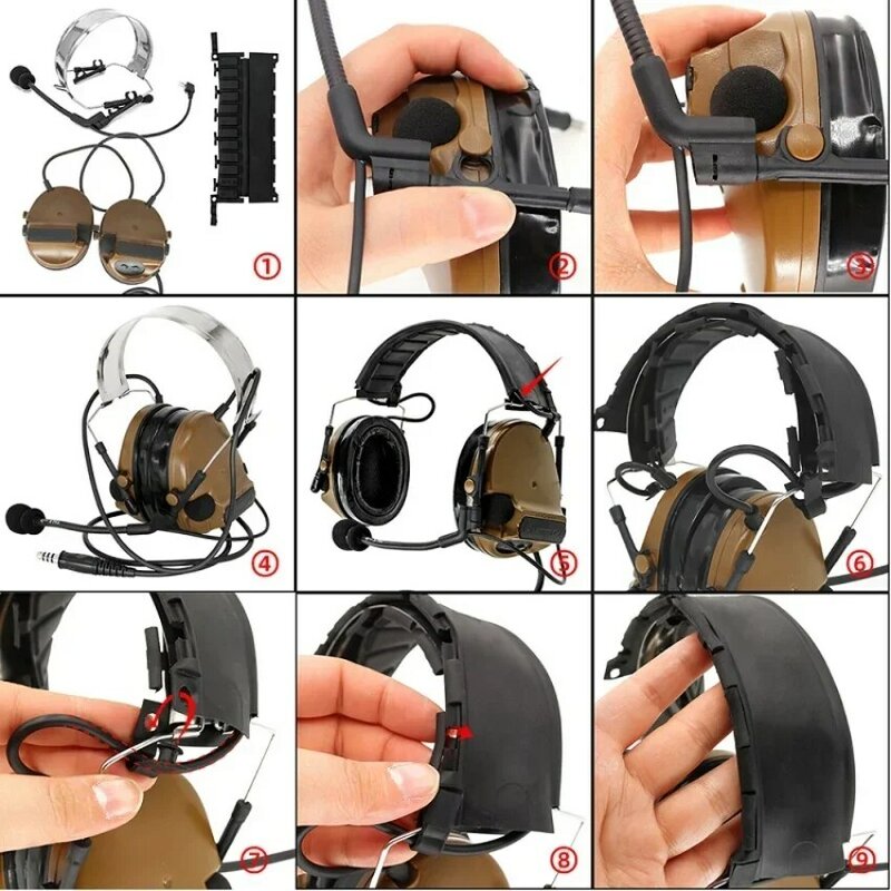 TS TAC-SKY Tactical Headset ComTac 3 Military Hearing Protection Airsoft Headset Noise Cancelling Pickup and U94 PTT for PELTO