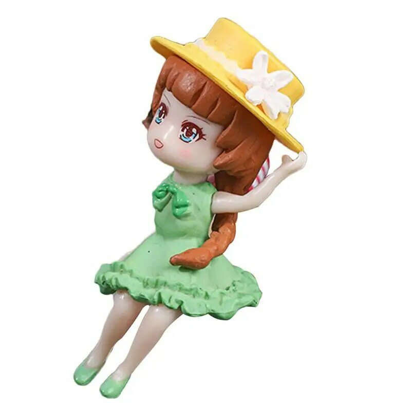 Mini figuras de princesa em miniatura para meninas, vestindo um chapéu de festa e princesa, acessórios elegantes, menina fofa