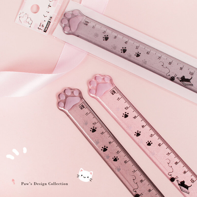 15cm Cute Cat Paw Plastic Ruler Student Bookmarks Stationery Student Stationery