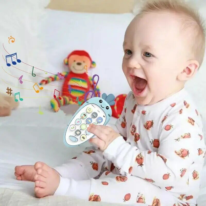 Jouets à mâcher TeWindsor pour tout-petits, jouet d'apprentissage musical avec son, jouets mentaires oriels interactifs, jouets de dentition bilingue, forme de téléphone carotte