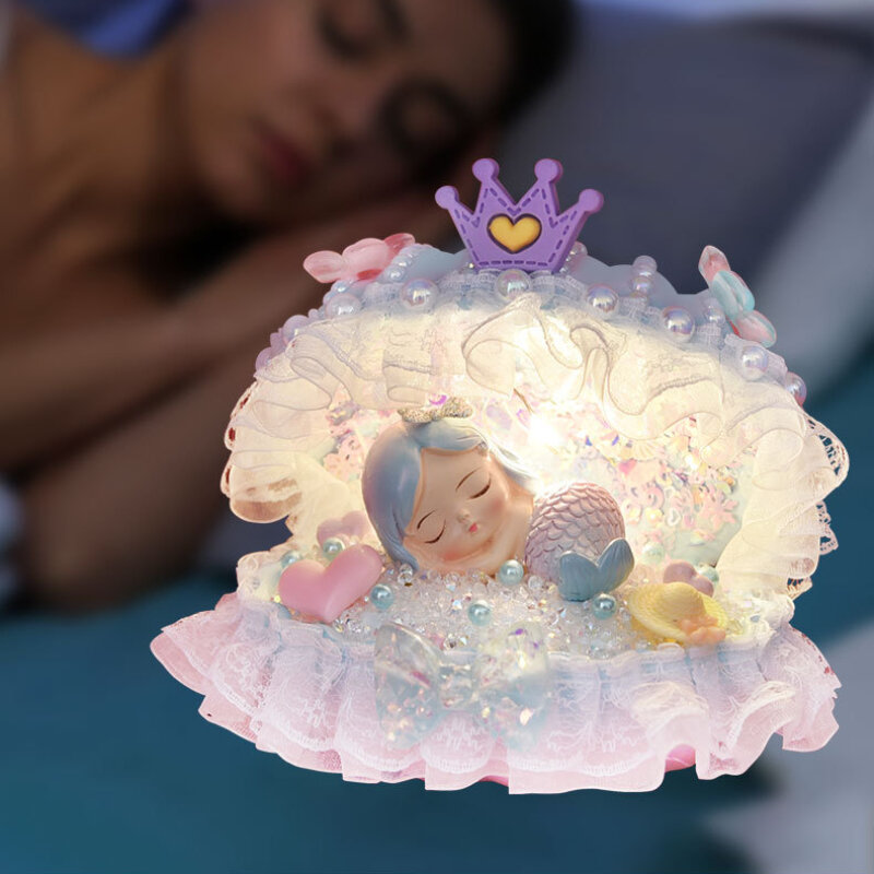 DIY Cream Glue Shell Mermaid Nightlight Creative Children's Handmade Simulation Cream Material Pack Educational Toy for Girls
