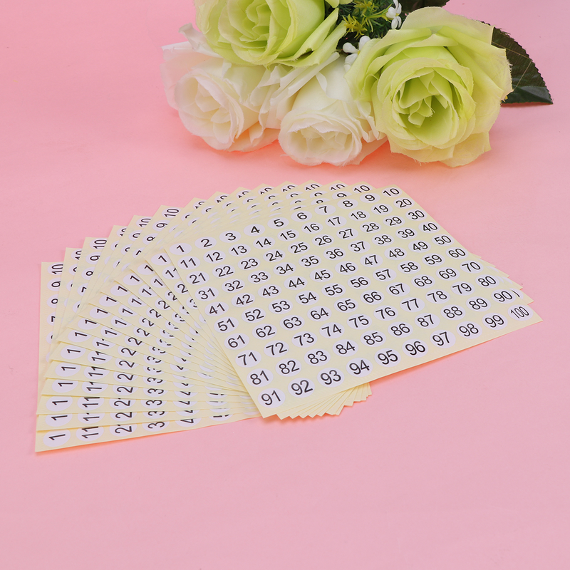 Etiquetas adhesivas redondas con números, papel autoadhesivo para manualidades, 20 hojas