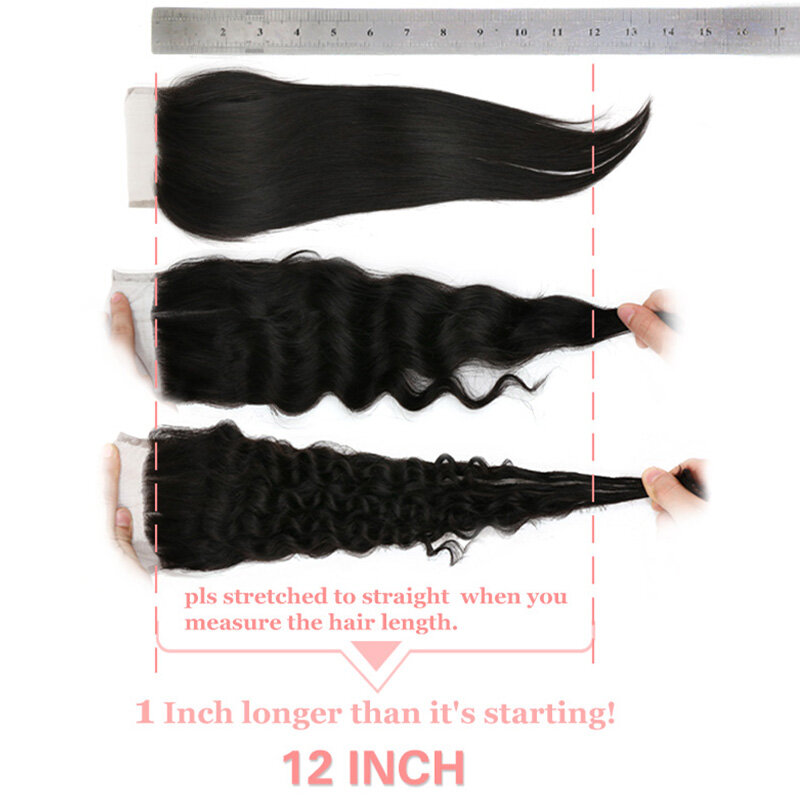 Perruque Lace Closure Wig Naturelle Lisse HD, 4x4, 5x5, 6x6, 7x7, Cheveux de Bébé, Pre-Plucked, Transparente