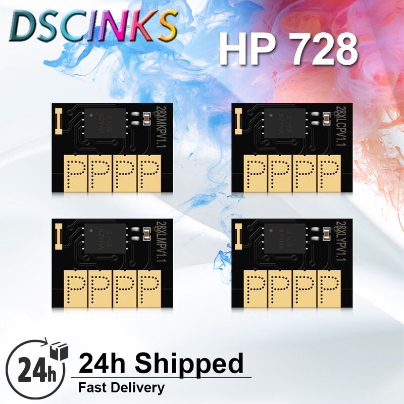 For HP 728 728XL Ink Cartridge Chip HP728 XL For HP DesignJet T730 T830 Printer F9J68A F9J67A F9J66A F9J65A F9K17A New Upgrade