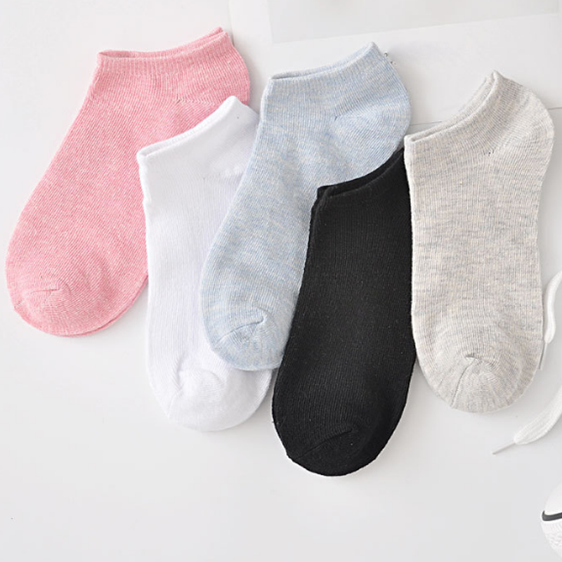 Lot de 6 paires de chaussettes décontractées en coton pour femme, couleur unie, nouvelle collection