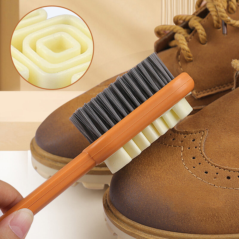Manico lungo 2 lati detergente per stivali gomma da cancellare Set scarpe polvere macchia spazzola per la pulizia in pelle scamosciata spazzola per scarpe in pelle scamosciata pulisci la cura delle scarpe