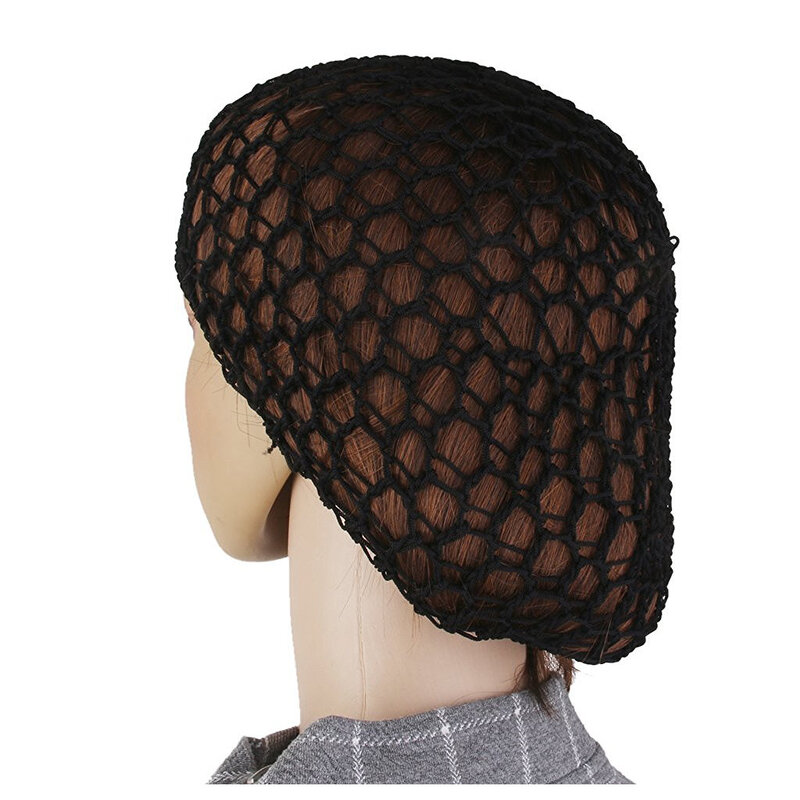 Bonnet à cheveux noir en rayonne douce pour femme, filet à crochet, snood, 1x