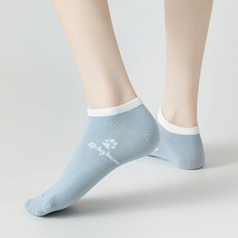 5 Pairs Women Short Socks Spring Summer Kawaii Cartoon Bear Funny Socks Harajuku Style School Girls Cute Casual Ankle Socks