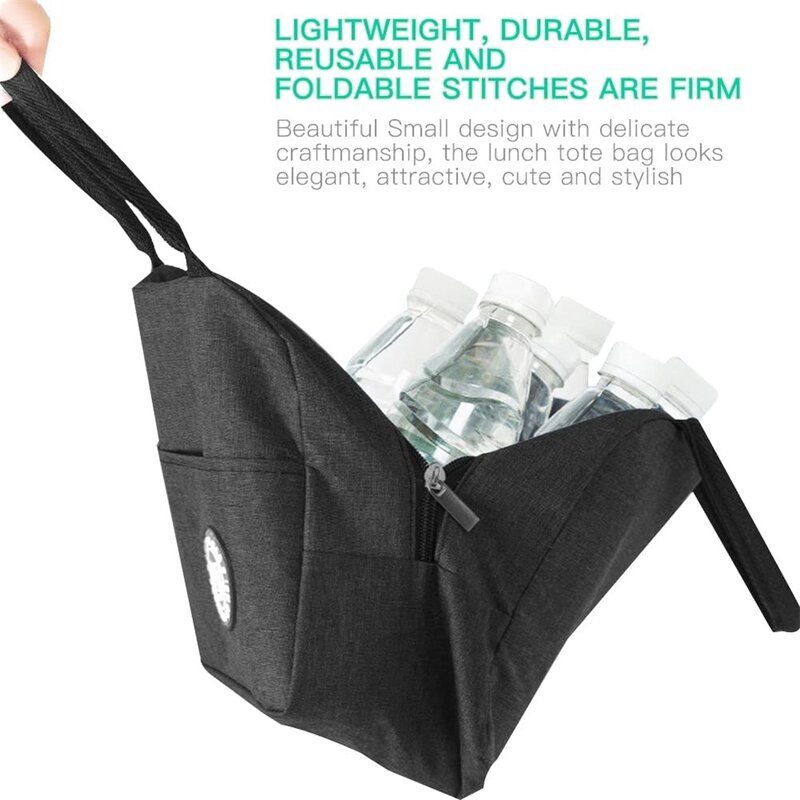 Portable Lunch Bag Unisex Thermal Insulated Kids Food Lunch Box Handbag Picnic for Work Cooler Storage Bags  White Letter Series