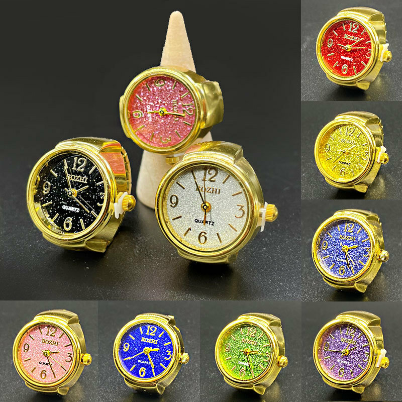 Mini montre à Quartz de luxe pour hommes et femmes, bracelet élastique en alliage, bagues, bijoux, horloge classique