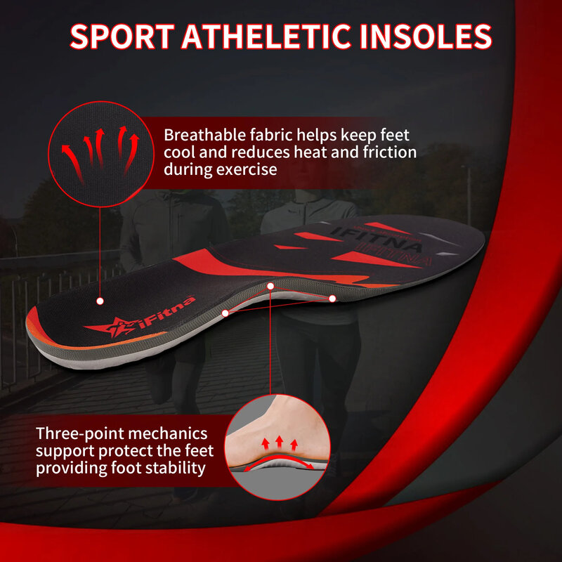 Sport Insoles Arch Support Flat Feet Men Women Running Athletic Inserts Relieve Heel Pain Shock Absorption Elasticity Force