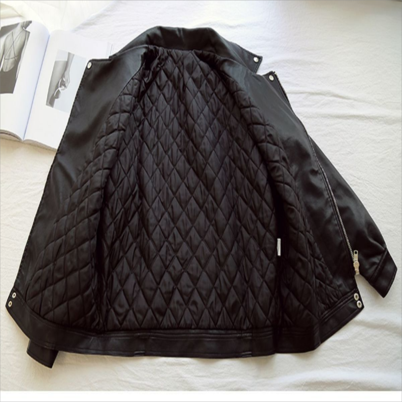 Женская байкерская куртка из искусственной кожи, осенне-зимняя куртка из искусственной кожи, корейская мода, свободная уличная одежда